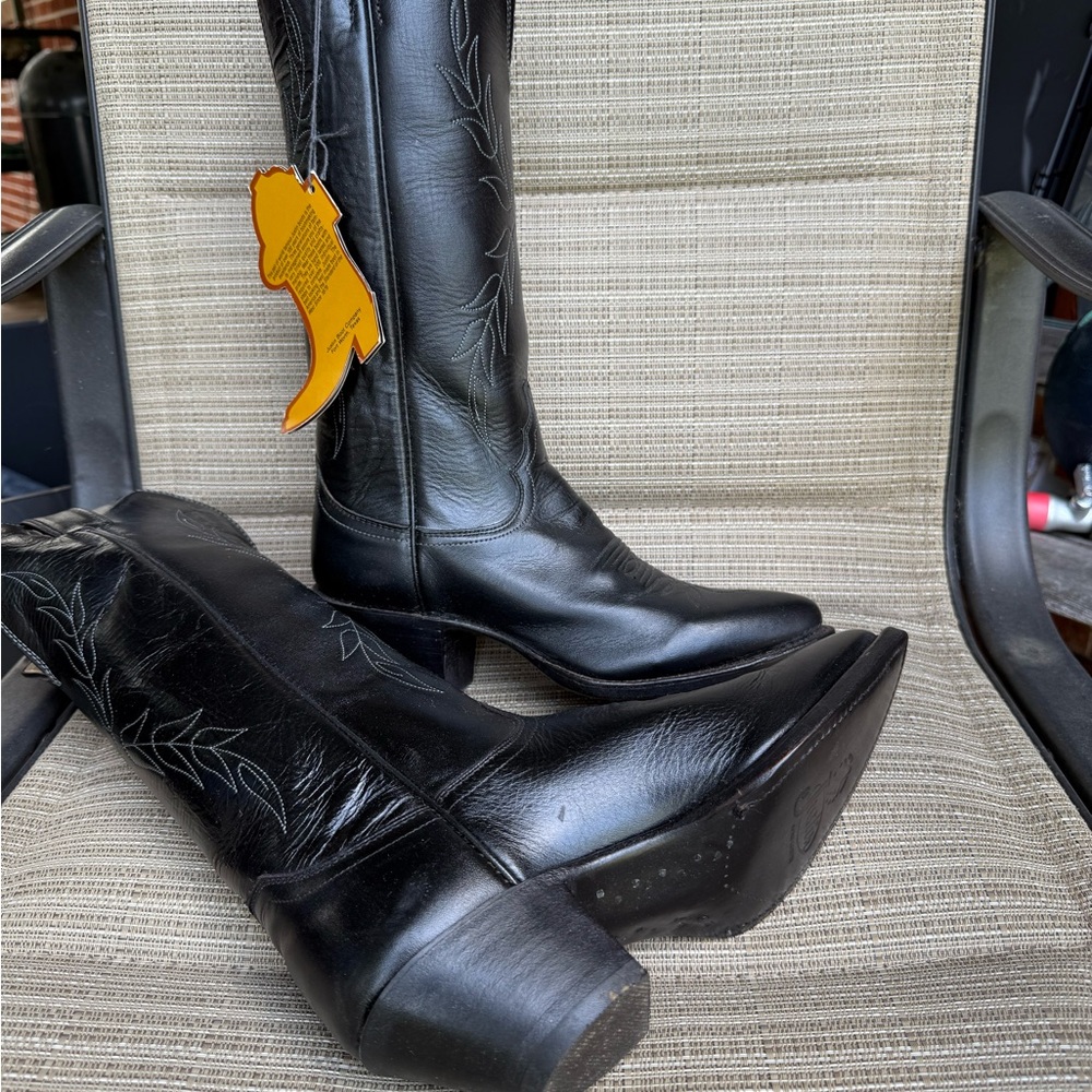 Justin Boots Black Combat Moto Boots Sleek Design